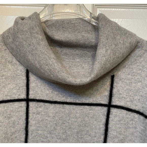 Charter Club Cashmere Cowl Neck Poncho Sweater Grey Windowpane Size 2X/3X FA19 - Picture 2 of 13